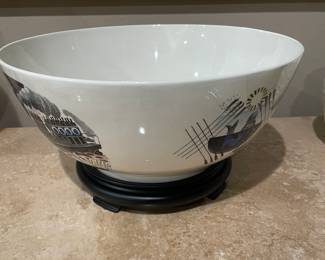Side view of "The Boat Race Bowl" by Eric Ravilious- commissioned by Wedgwood in 1938 and produced in 1975.  Limited edition (104/200) with authenticity certificate.