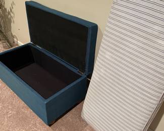 denim covered storage box and bench cushion