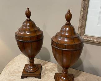 Art-deco inspired wood urns