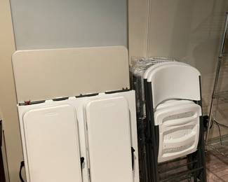 Lifetime folding tables and 4 folding chairs