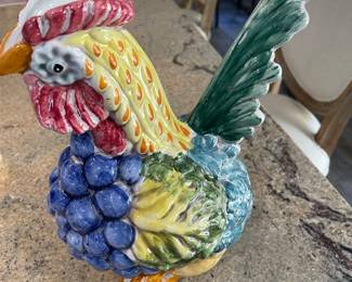 Hand-painted rooster pitcher