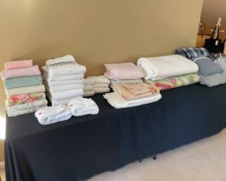 Linens, including towels, sheets, and blankets