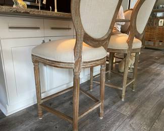 counter-height chairs - ivory upholstry with distressed oak finish - matched set of 3 available