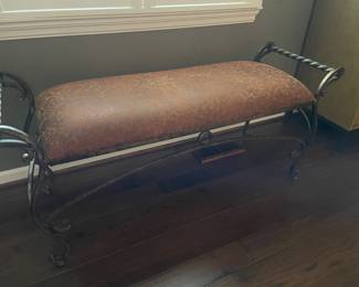 Metal and leather bench - great for at the foot of a bed:)