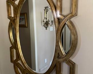 Large gold art deco styled mirror