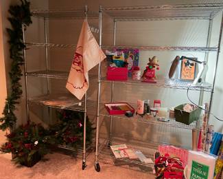 Holiday garland, santa bag, candles, paper and more