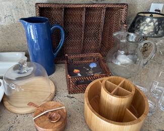 Houseware party essentials:  cutlery rack, covered cheese boards, napkin holder, tray, pitchers and more!