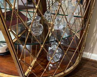 View of the demi-lune side cabinet area on console