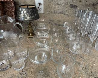 Lenox brandy glasses, Crate & Barrel glassware, brass accent lamp and more!