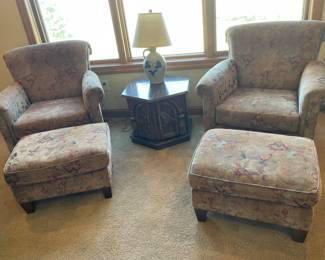 SIDE CHAIRS SET WITH OTTOMANS