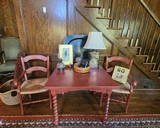 Vintage Game Table with Barley Twist Legs