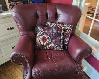 Leathercraft Tufted Chair and Ottoman