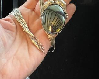 Jack Bly Sterling Super Large Sterling Hematite Pendant/ Necklace
