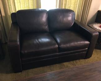 Leather Contemporary Loveseat