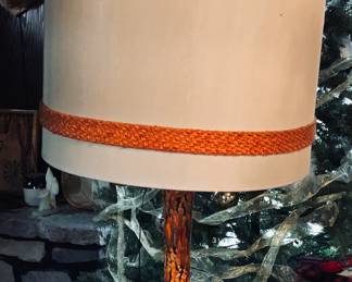 Vintage Large Orange Drip Glaze Ceramic Table Lamp Mid Century Modern Retro 60s