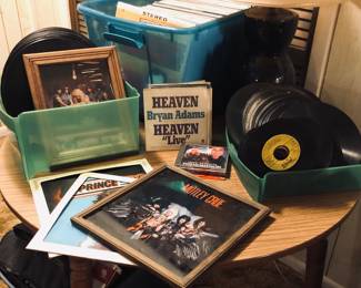 Vintage albums, 45’s featuring 1980’s music