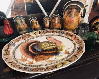 Turkey Platter & a Flock of Turkeys 