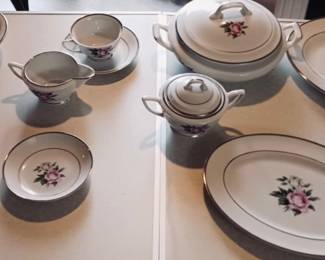 Royal Jackson Margaret Rose, Pink/Gray Roses, Silver Trim, 1950-1957, Retired Floral Pattern,MCM, MINT