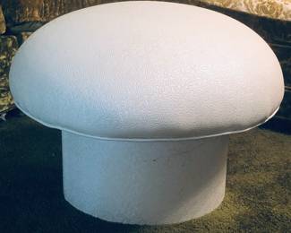 Vintage 1960's White Mushroom Stool Seat Ottoman Hassock Vinyl Naugahyde MCM