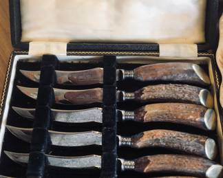 Vintage Sheffield Carving Set Stag Horn Handles England