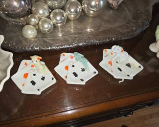 Vintage Poker Card Individual Ashtrays. Dog Ashtray. Rabbit Ashtray. Elephant Ashtray.