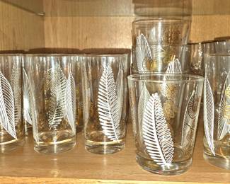 Mcm gold and white leaf drinking glasses