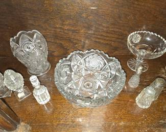 Heavy European cut crystal bowls and such