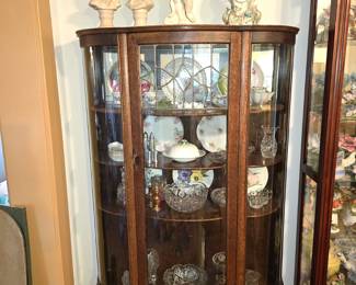 Another antique curved glass display cabinet/china cabinet