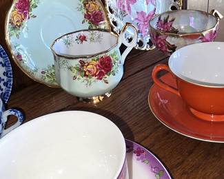 Vintage bone china tea cups and saucers