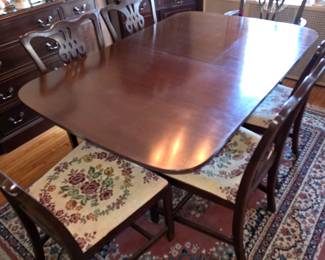 Antique Mahogany dining table with six chairs