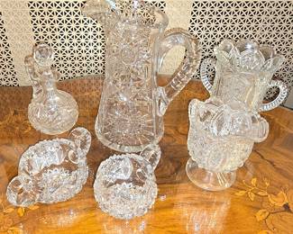 Heavy vintage European cut crystal pieces (lots more not shown)