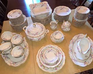 Antique Edelstein (Bavaria, Germany) china set. 12 - six piece place settings plus six serving pieces. Maria Theresia Margareta...