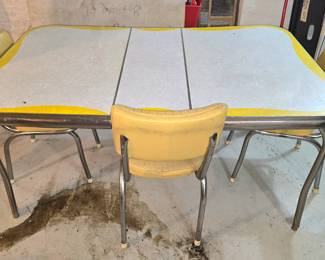 Retro yellow linoleum table and (3) chairs
