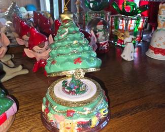 Mr.Christmas Hand Painted Christmas Tree Ornament Music Box with Animated Train