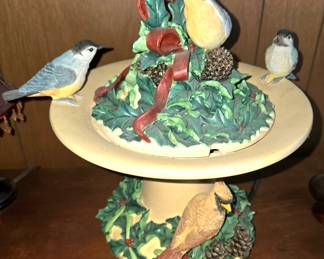 Lenox Winter Greetings Bird Bath Water Fountain. Christmas Decor