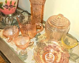 Pink depression glass 