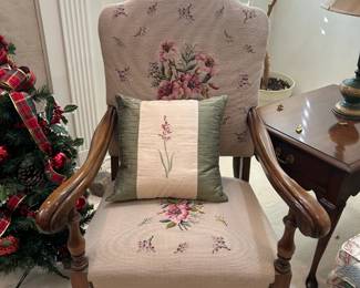 Vintage Needlepoint Arm Chair