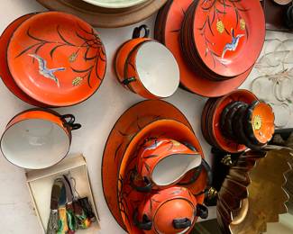 Mid Century Asian handpainted