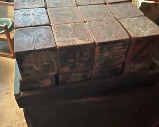 19th century primitive painted stacking blocks