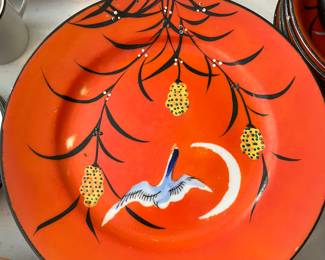 Mid century Asian handpainted