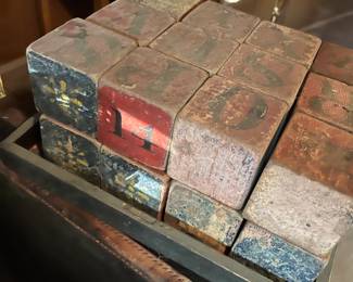 19th century primitive painted stacking blocks