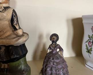 Antique Victorian country lady metal doorstop