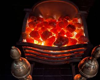 Amber fireplace glass