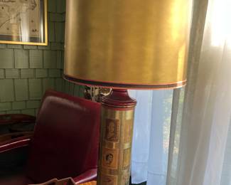 Mid century Paul Hanson table lamps. Stamps motif. No marking. Set of 3.