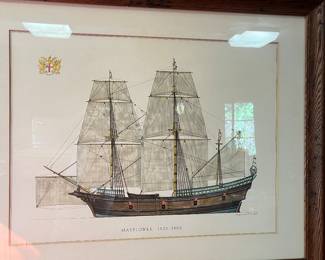 Vintage Mayflower 1620-1664. Framed lithograph by H.A. Muth