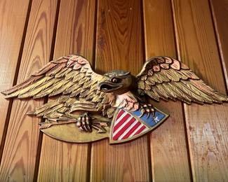 Vintage metal American Eagle hanging wall plaque