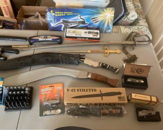 Knives and pistol crossbow