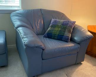 leather chair with large ottoman