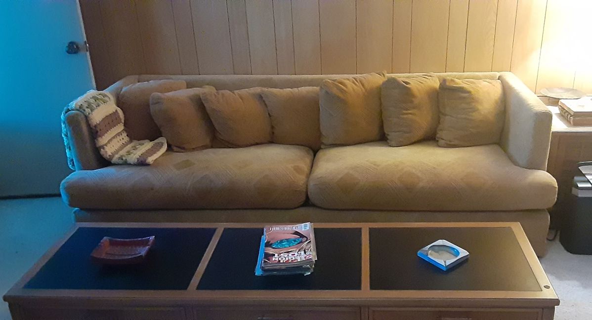 Cool Sofa (matches loveseat)and
 X-Long Coffee Table W/3 Drawers. 