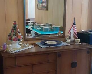 MCM dresser used as a sideboard with mirror 